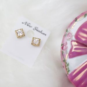 Silver Stud with Gold Accent Earrings